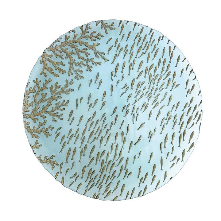 Piatto da portata blu mare 33x33x3cm per la vendita all'ingrosso da parte di AULICA