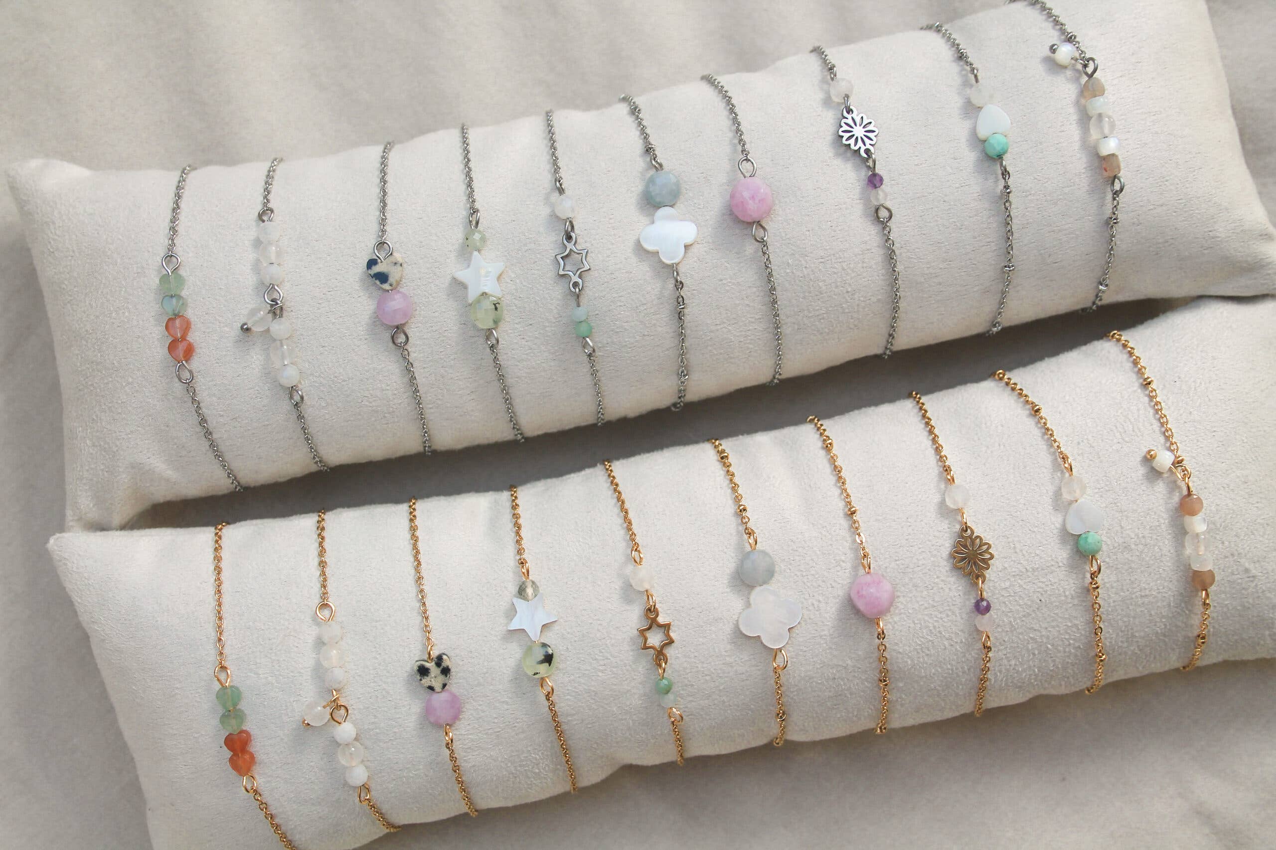 Saint Clairmont - Wholesale Charm/Dangle Bracelet - Shell Star & Prehnite Bracelet - Gold2