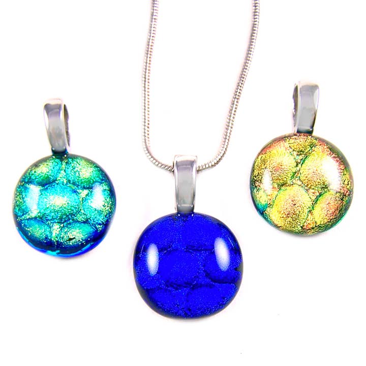 Glass Town USA – Engroshandel Vedhæng/charm – Dichroic Glas Vedhæng - Runde Teksturer Bright Rainbow Mix