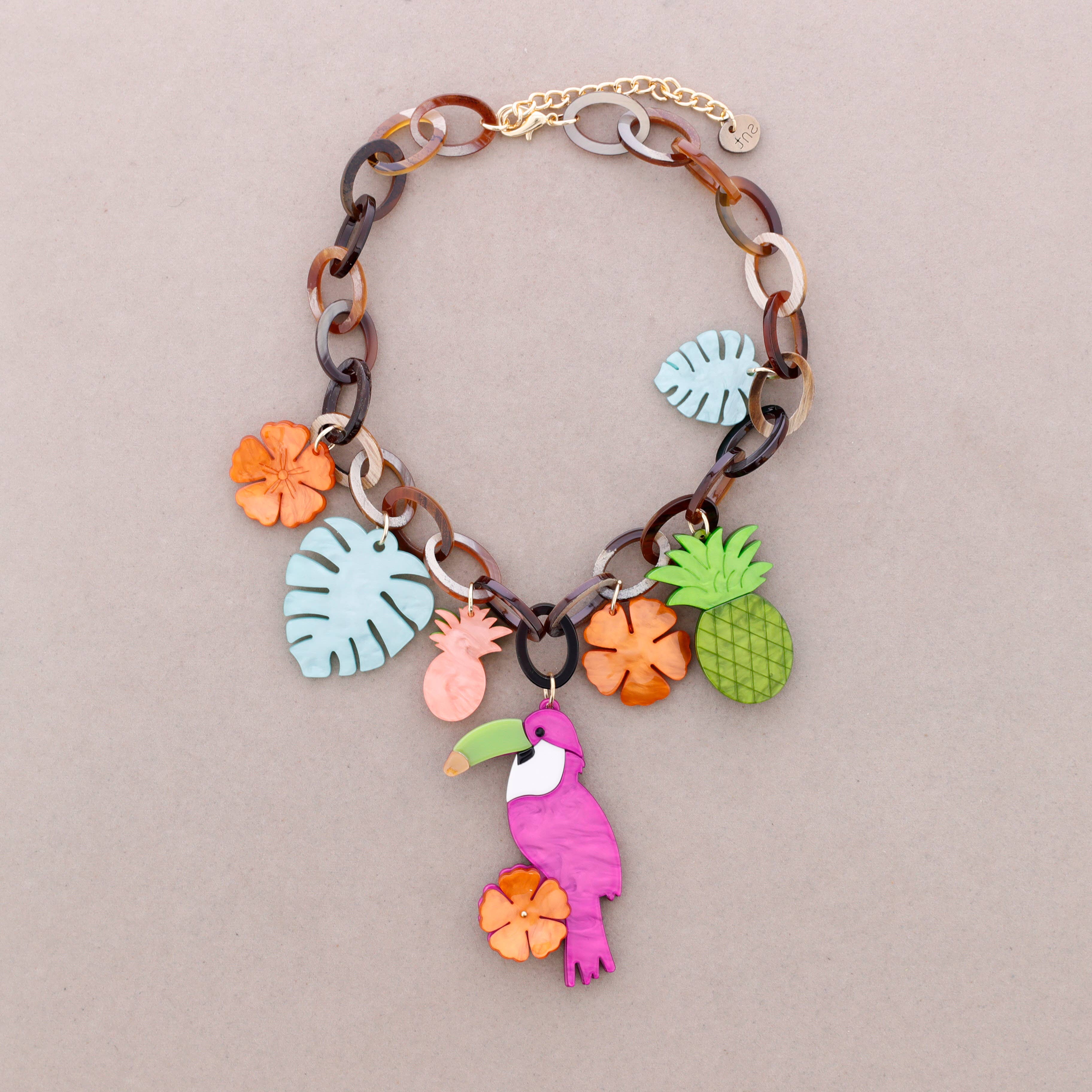 Sonata – Engroshandel Halskæde med vedhæng – Tropical Party Harpiks Hanging Link Choker4