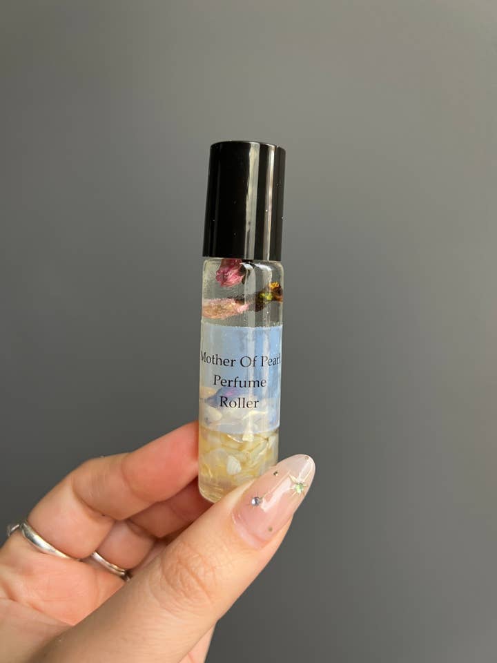 Mother Of Pearl Crystal Perfume Roller for wholesale by Sapphire & Sage