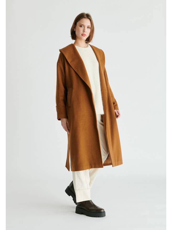 Paisie - Wholesale Coat - Women's - Shawl Collar Wool Coat with Belt8