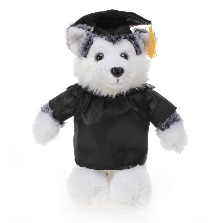 Plushland - Wholesale Stuffed/Plush Toy - Kids & Baby - Graduation Animals--Husky 11" with custom imprint