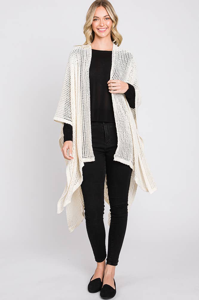 Hana - Wholesale Cardigan - Dames - Solid Chenille Crochet Ruana8