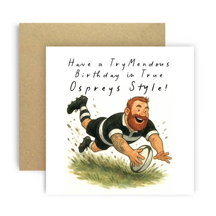 Rugby Birthday Card – Trymendous Ospreys Fan for wholesale by Huxters