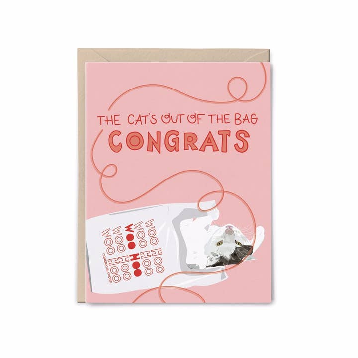 Cat's out of the Bag - Congrats Card for wholesale by Lane Paper Works