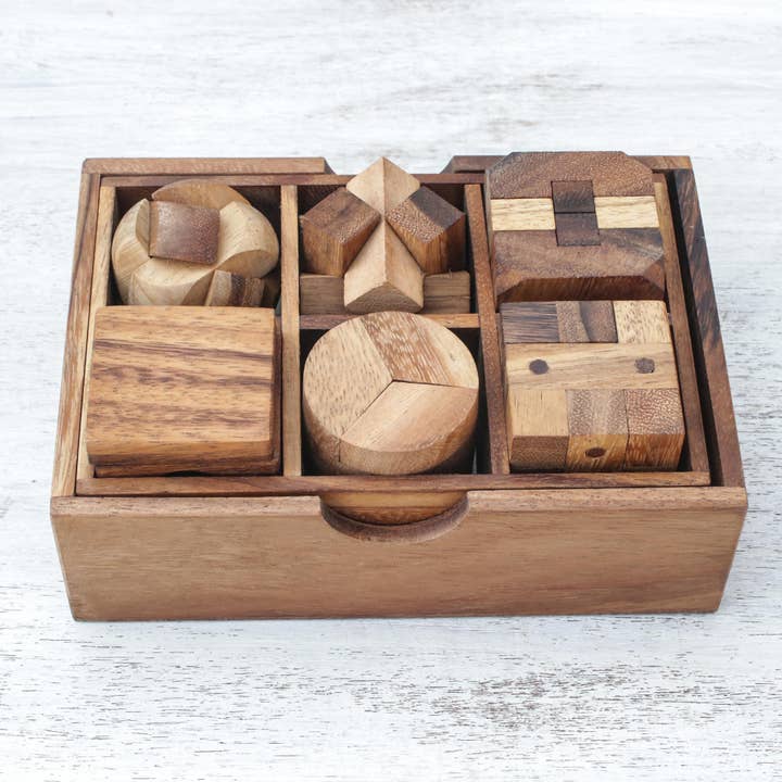Beautiful Challenge Wood Puzzle Set (6 Piece) for wholesale by NOVICA