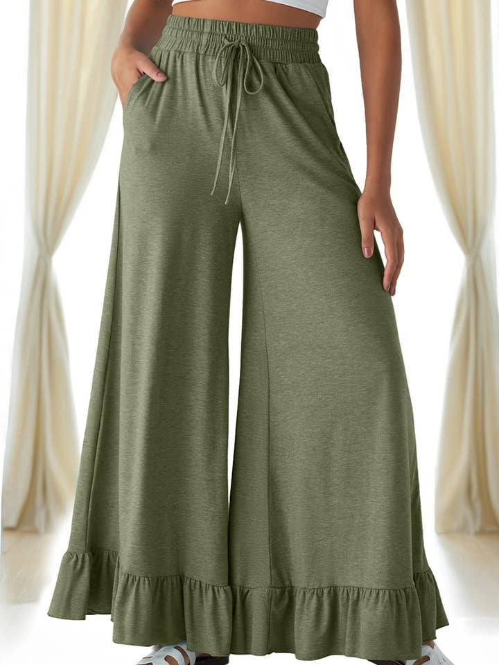 FASHION BLVD - Wholesale Pants - Women's - FB Ruffle Wide Leg High Waist Pants2