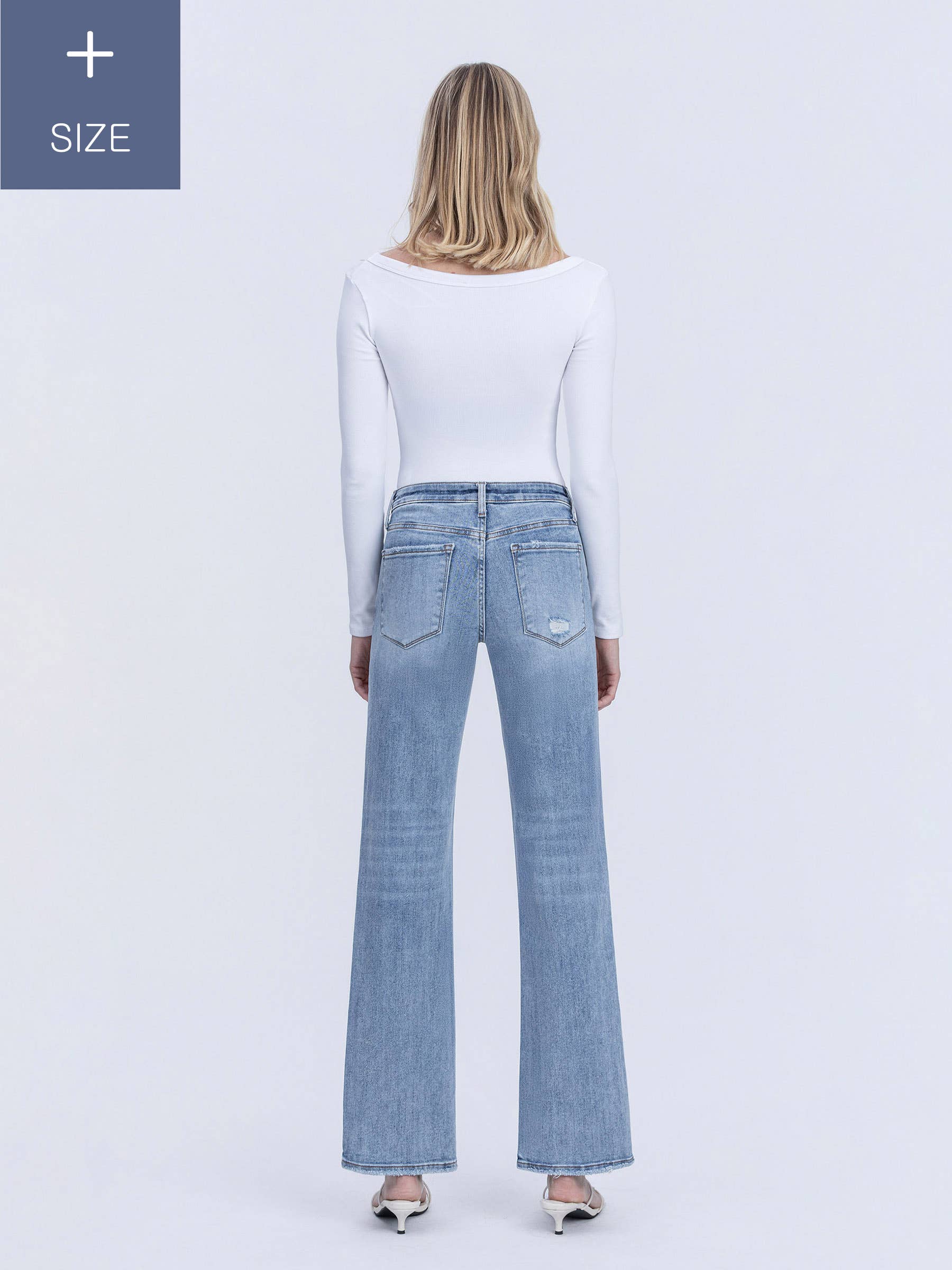 UBESTRIDELIG SLIM BREDE JEANS I STORE STØRRELSER MED MAVEKONTROL MED MELLEMHØJDE LV1358-P for engroshandel på Faire6