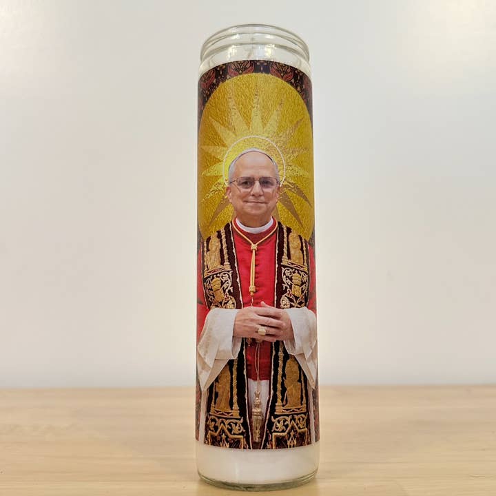 Pope Leo XIV Prayer Candle for wholesale by Flaming Feminist