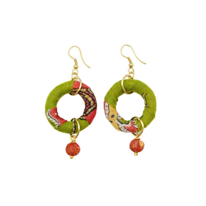 Anju Jewelry - Wholesale Dangle Earrings - Aasha Wrapped Ring and Bead Earrings