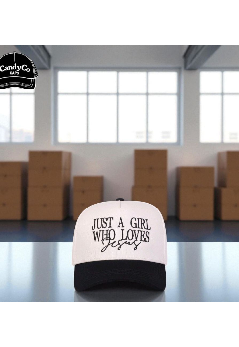 The Candy Collections - Wholesale Trucker Hat - Women's - Just a girl who loves Jesus faith Embroidered trucker Hat  1
