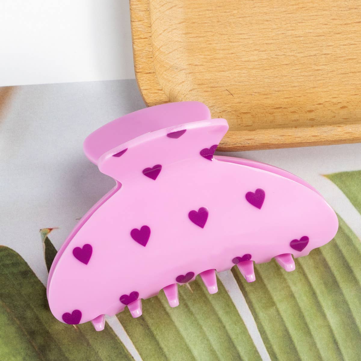 ACCITY - Wholesale Hair Clip - Women's - Mini Heart Acrylic Hair Claw,Creative Print Clip_CWAHA06782