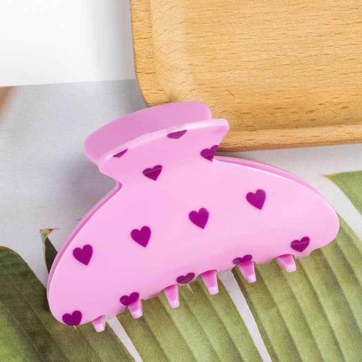ACCITY - Wholesale Hair Clip - Women's - Mini Heart Acrylic Hair Claw,Creative Print Clip_CWAHA06782