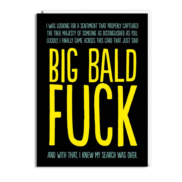 Roligt födelsedagskort - 'Big Bald Fuck' för wholesale av The Buddy Fernandez Card Company