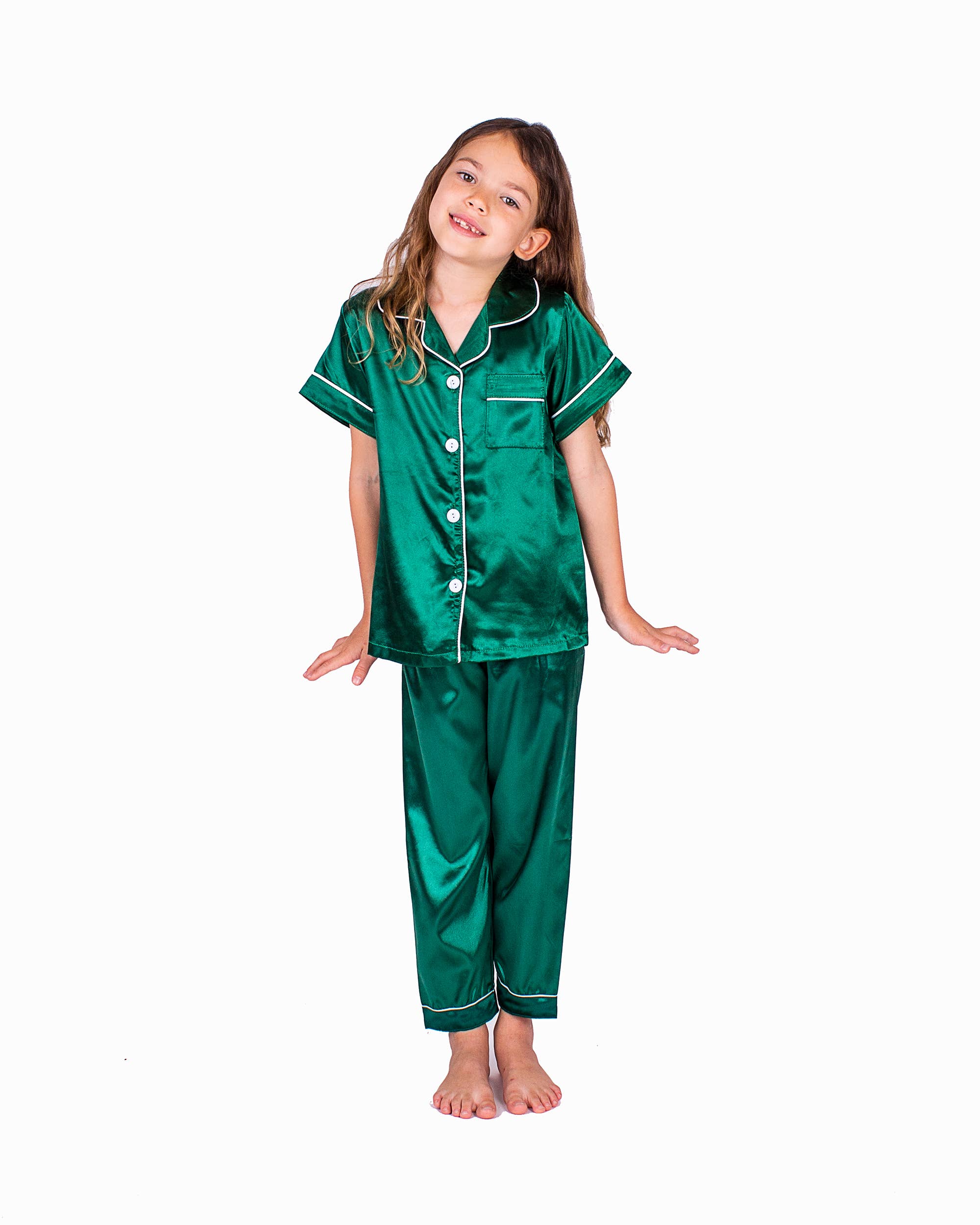 Sisters G Kids - Wholesale Sleepwear Set - Kids - Kids Satin Pajamas Short Sleeves + Pants 31