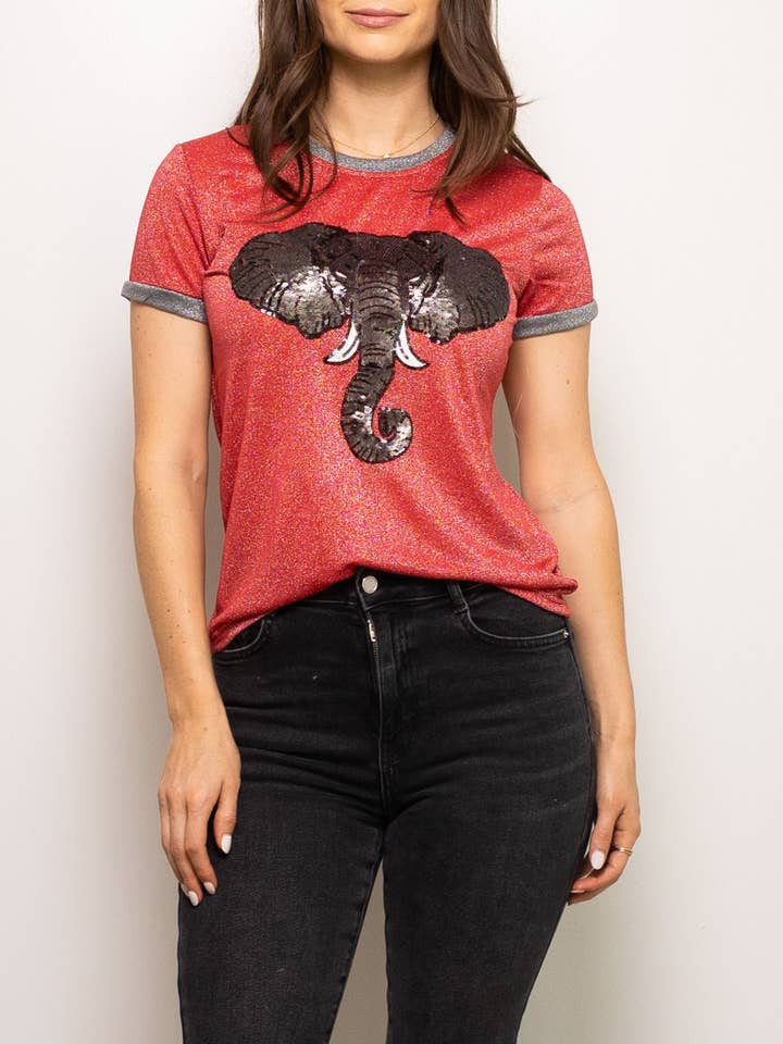 T-shirt à paillettes en forme d'éléphant pour la vente par Sparkle City