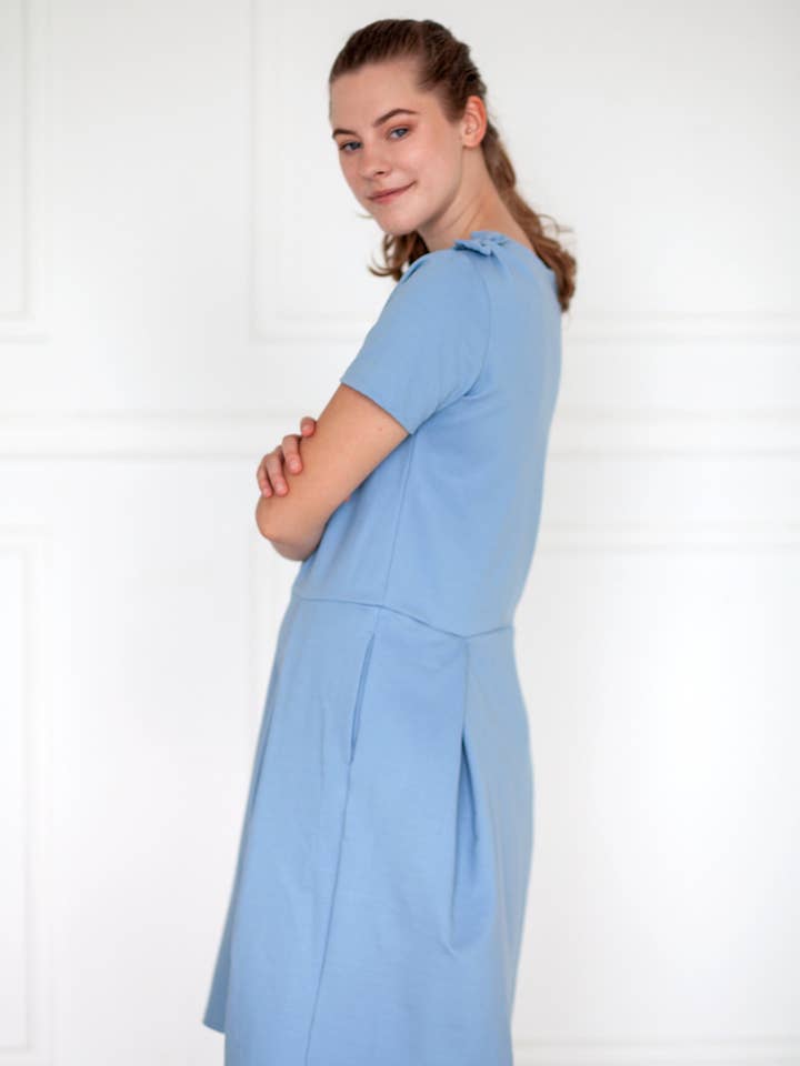 Sky Blue Dress, Pocket Dress, Minimalist Clothing, Everyday for wholesale by LeMuse