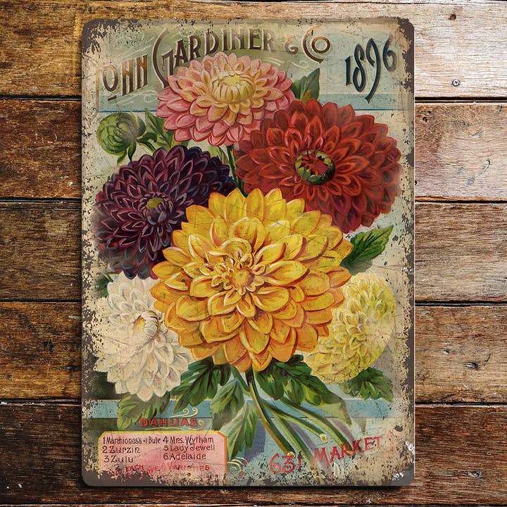 The British Metal Signs Company - Wholesale Sign - Vintage Seed Packet Flowers - Metal Wall Sign Plaque