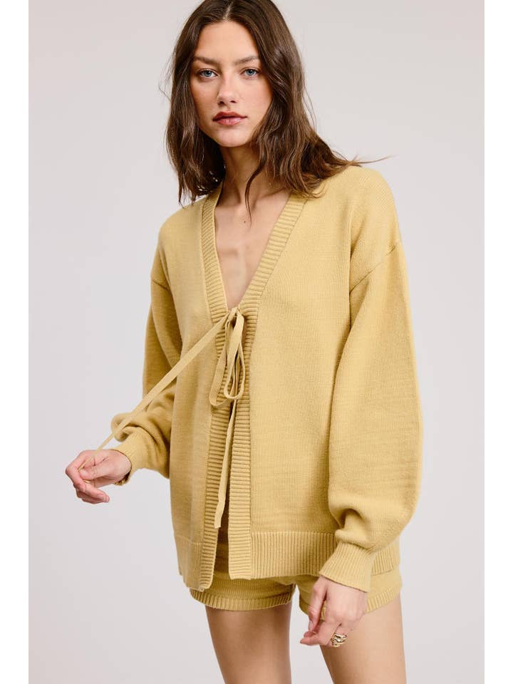 Mimosa - Wholesale Lounge Set - Women's - Self Tie Knit Cardigan and Shorts Lounge Set16