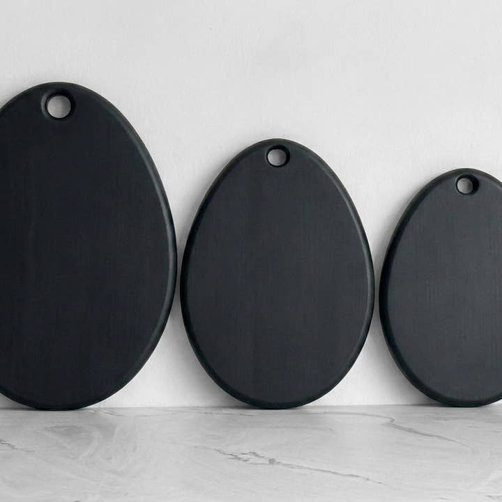 Ebonized Ash Wood Egg Charcuterie Board - Handcrafted Modern for wholesale by KHEM Studios