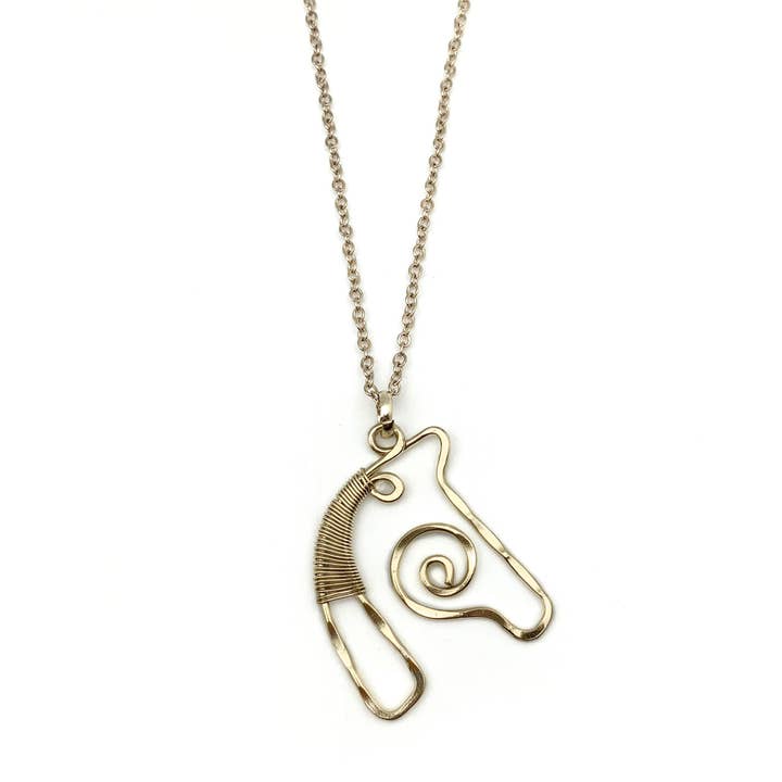 Gold Plated Pendant Necklace - Horse for wholesale by Anju Jewelry