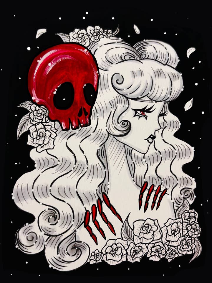 "Death Grips" Gotisk Romantik Valentins Fine Art Print for engroshandel hos Stefani Rabideaux