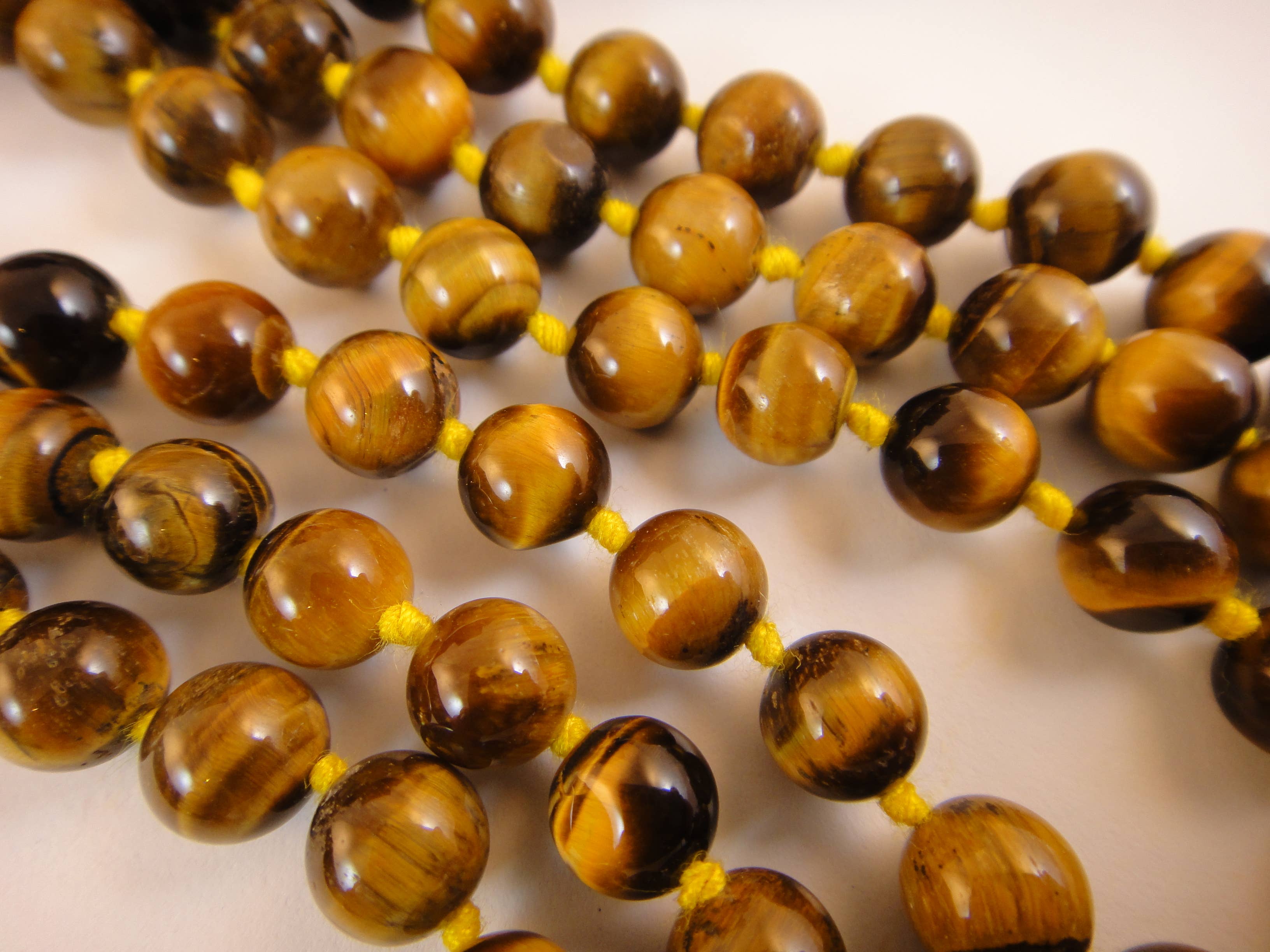 Tika - Wholesale Prayer Beads Necklace - Knotted Tigers Eye Mala1