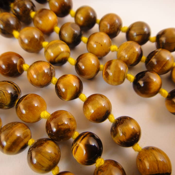 Tika - Wholesale Prayer Beads Necklace - Knotted Tigers Eye Mala1