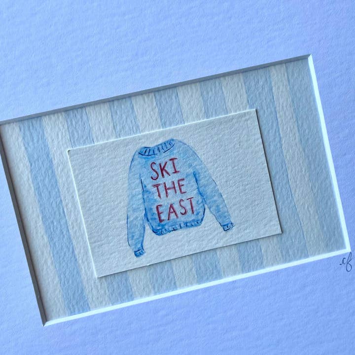 Handpainted Ski the East Knit Sweater Watercolor for wholesale by Courtney Foley