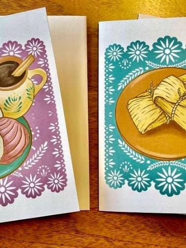 Pan Dulce con Canela and Tamales - 5"x7" Greeting Card Set for wholesale by Chris Granillo Art