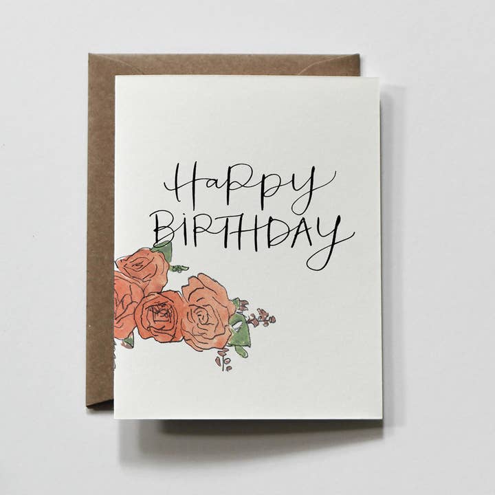 everglow handmade - Wholesale Birthday Card - Floral Bounce | Flower Calligraphy Birthday Greeting Card