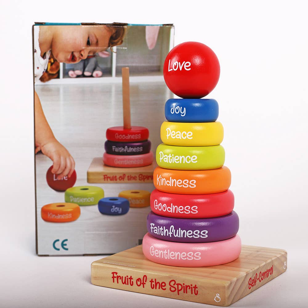 Swanson Christian Products - Wholesale Wood Toy - Kids - Wooden Puzzle - Stacking Rings - Fruit of the Spirit1