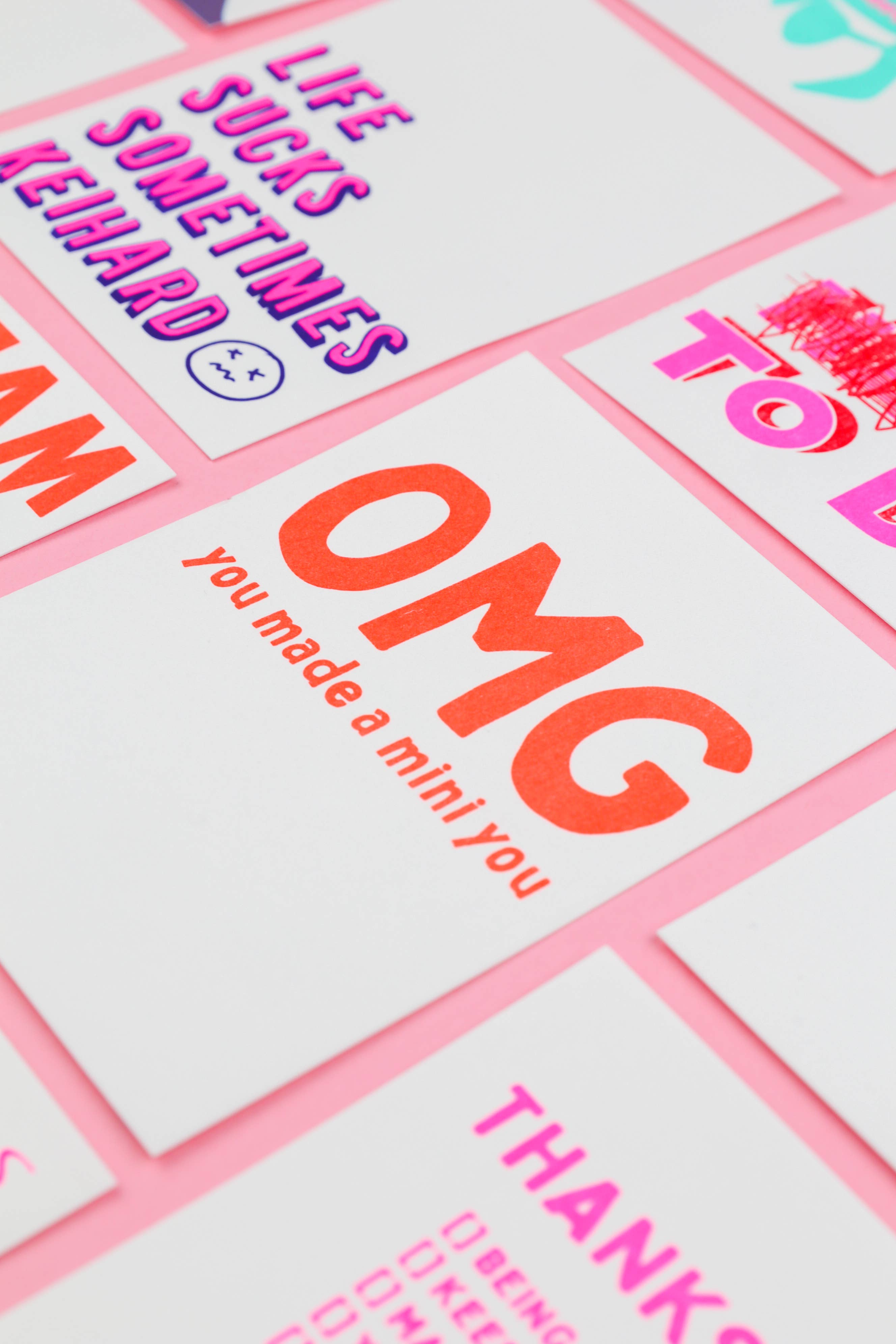 Studio Inktvis - Wholesale Baby Card - Omg you made a mini you neon orange risograph postcard1