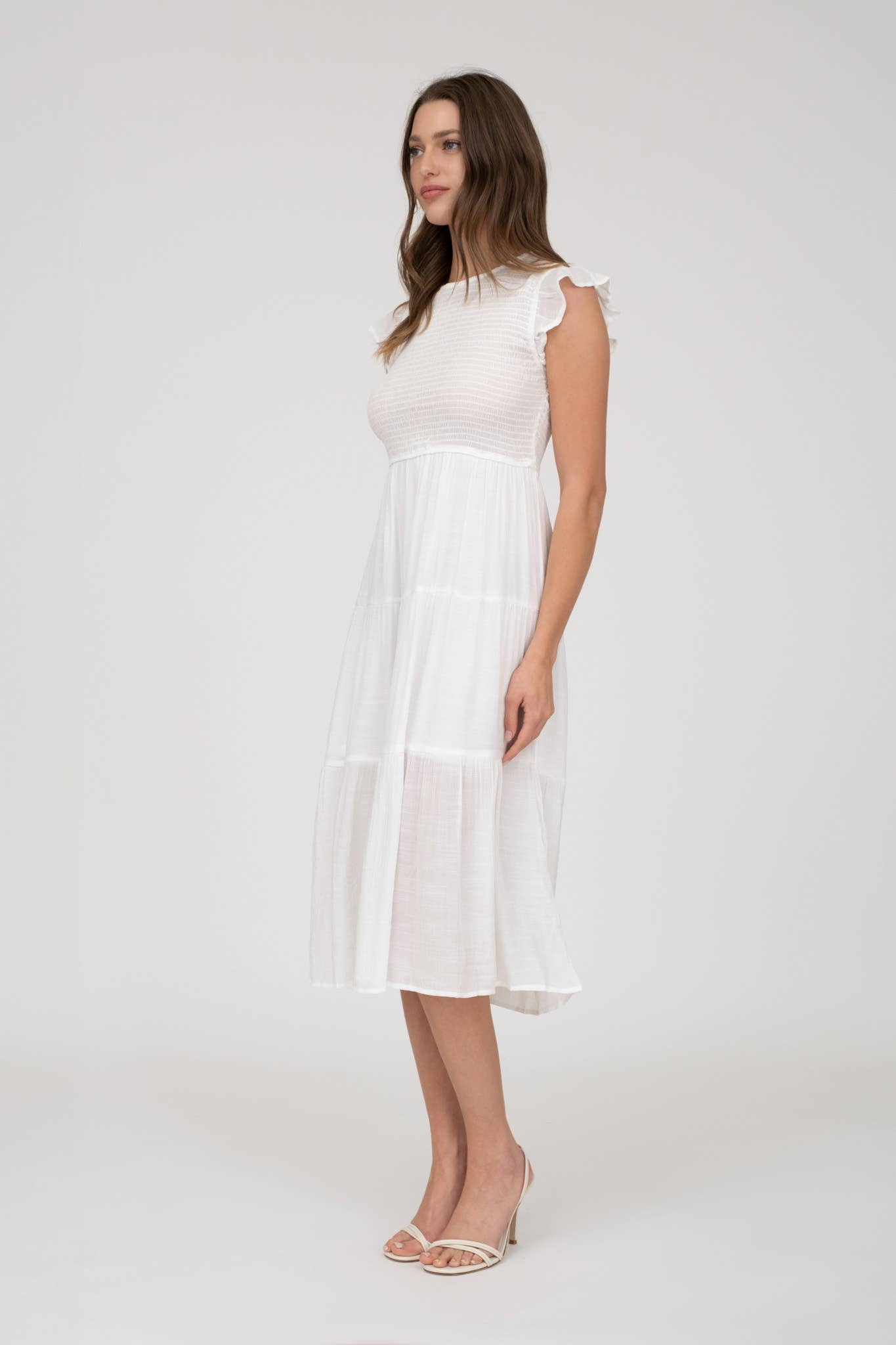 MINE – Vestido - Mulher por atacado – VESTIDO MIDI EM CAMADAS SMOCKED22