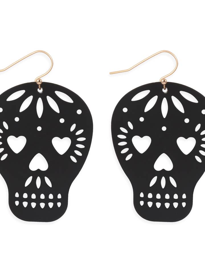 (Halloween) Skull Coated Fligree Hook Earrings for wholesale by MYS Wholesale Inc