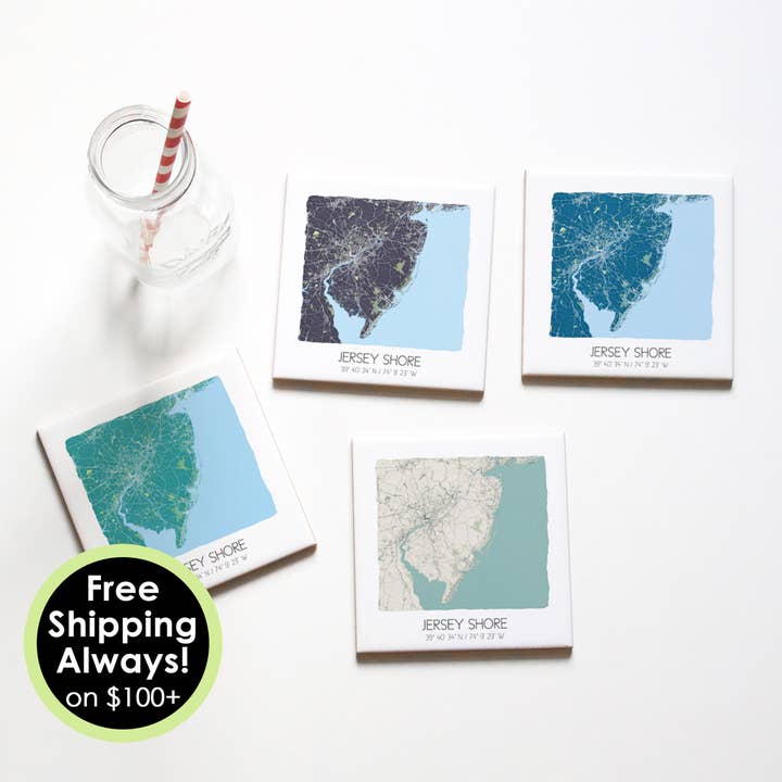 Jersey Shore New Jersey Map Ceramic Coasters (Set of 4) and other Purchase Wholesale jersey shore. Free Returns & Net 60 Terms on Faire trending on Faire.