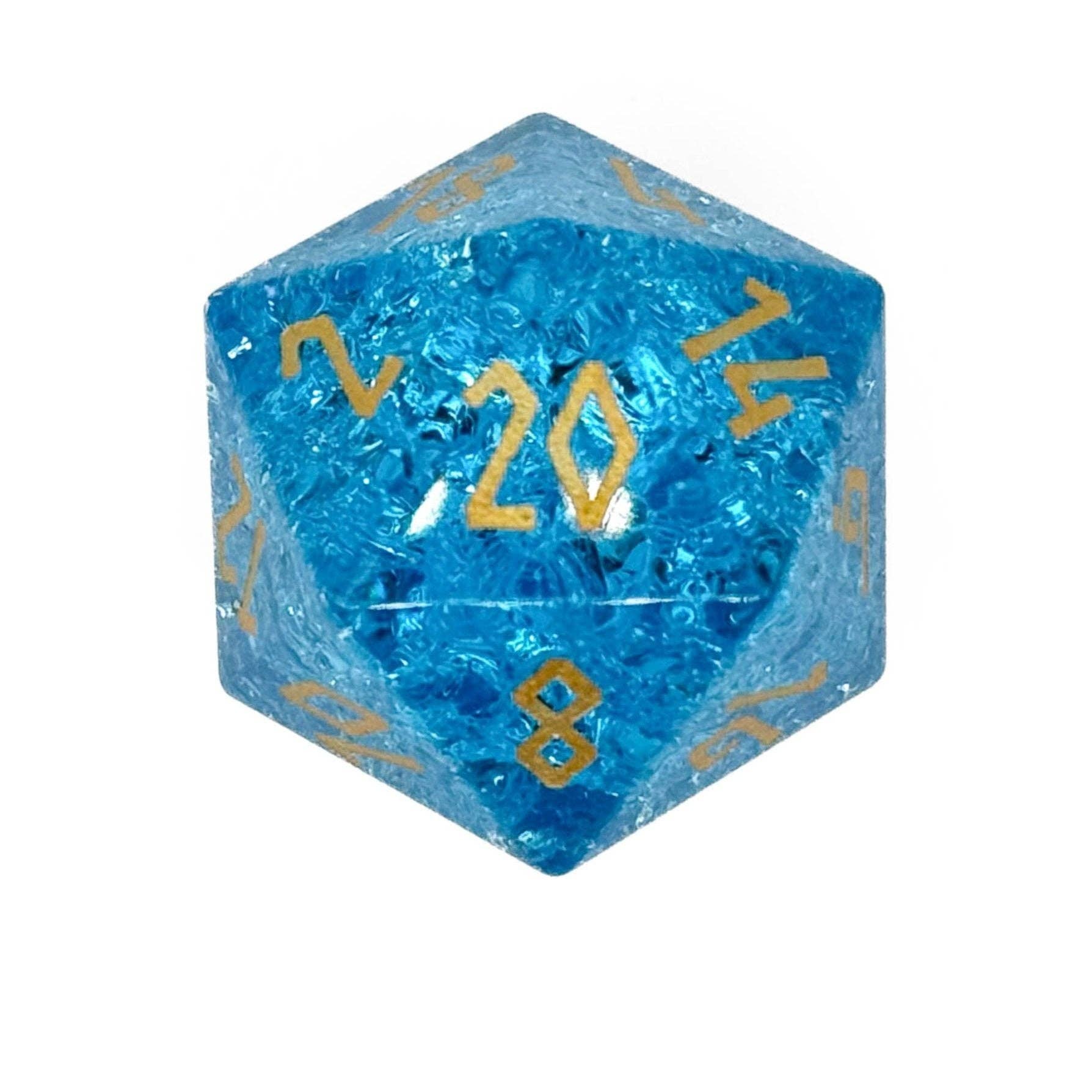 Norse Foundry - Wholesale Dice - Shattered Zircon Aquamarine Glass - Boulder® 30mm Glass Dice