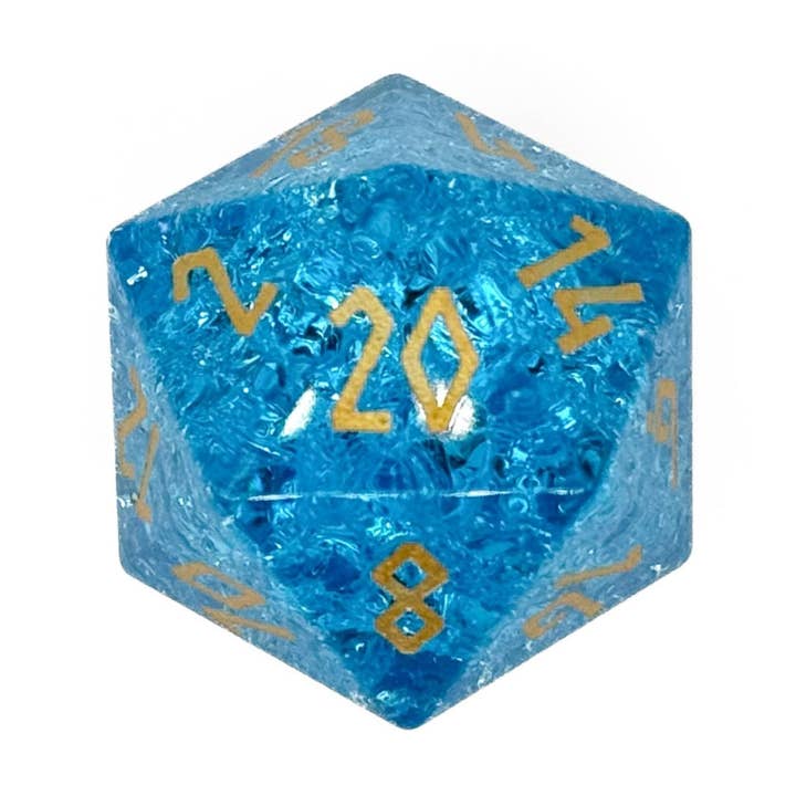 Norse Foundry - Wholesale Dice - Shattered Zircon Aquamarine Glass - Boulder® 30mm Glass Dice0
