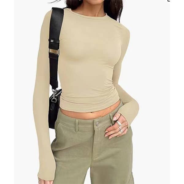 Hope & Sunshine – wholesale T-shirt (utan tryck) – Dam – 43 Färger Solid Slim Topp16