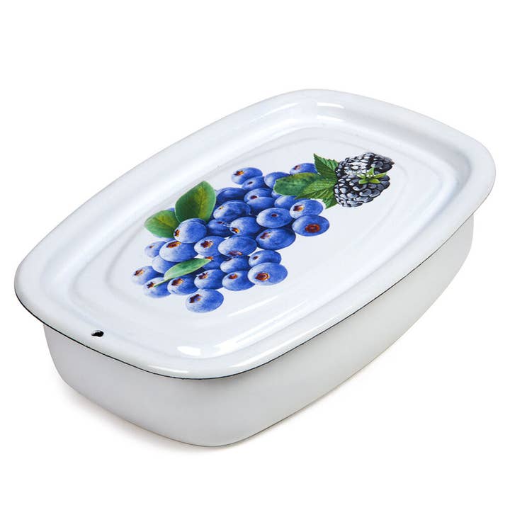 Blueberry Enamelware Food Storage Container with Lid for wholesale by STP
