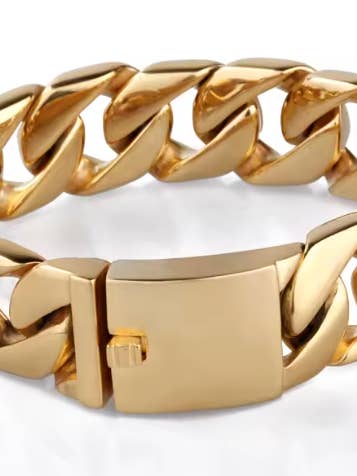 Chunky Chain Cuff Bracelet- Steel 14K for wholesale by HoopLa