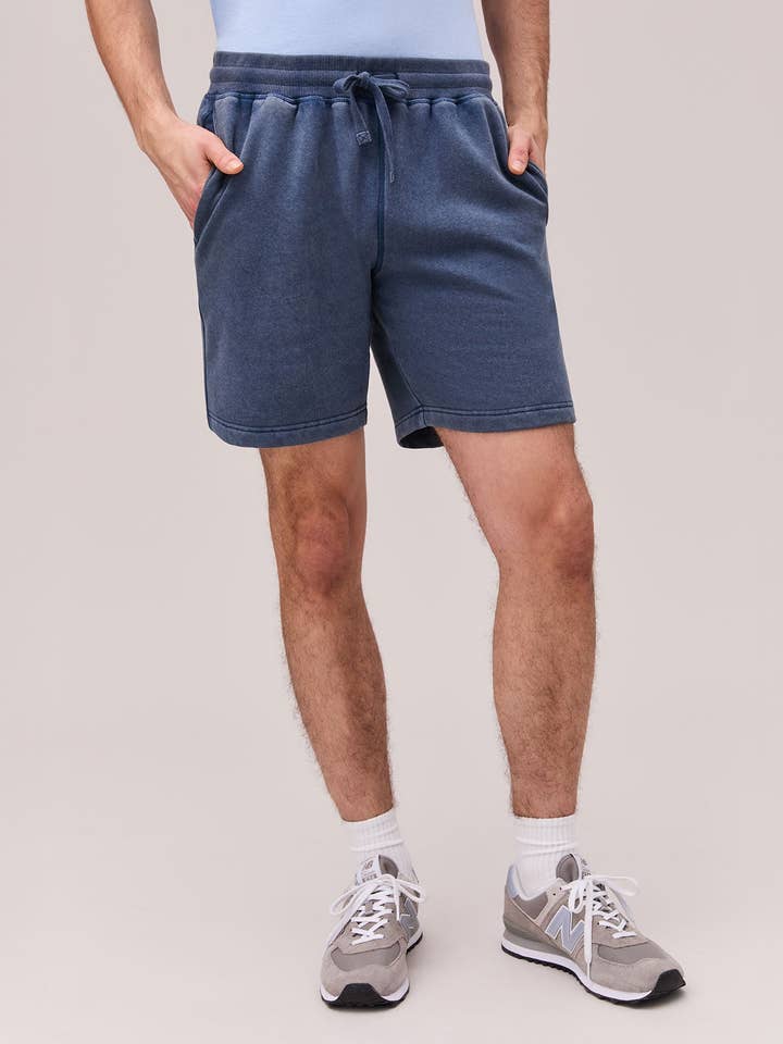 Mens Recycled Fleece Sweatshort - Recycled Fleece - Mineral Moonlit Ocean for wholesale by Andie + Richer Poorer
