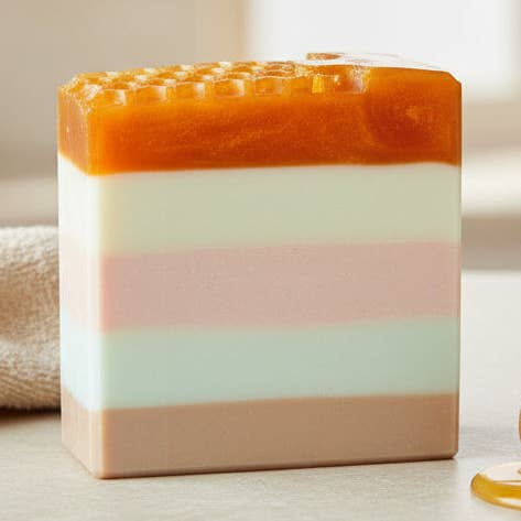 Honey & Oats Handcrafted Soap, Oatmeal Milk and Honey Scent for wholesale by Pretty Soap Co.