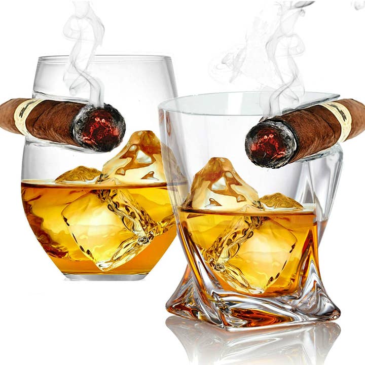 Bezrat - Wholesale Cocktail/liquor glass - Cigar Whiskey Glass - Twist & Rounded Whiskey Glass 2 Pk