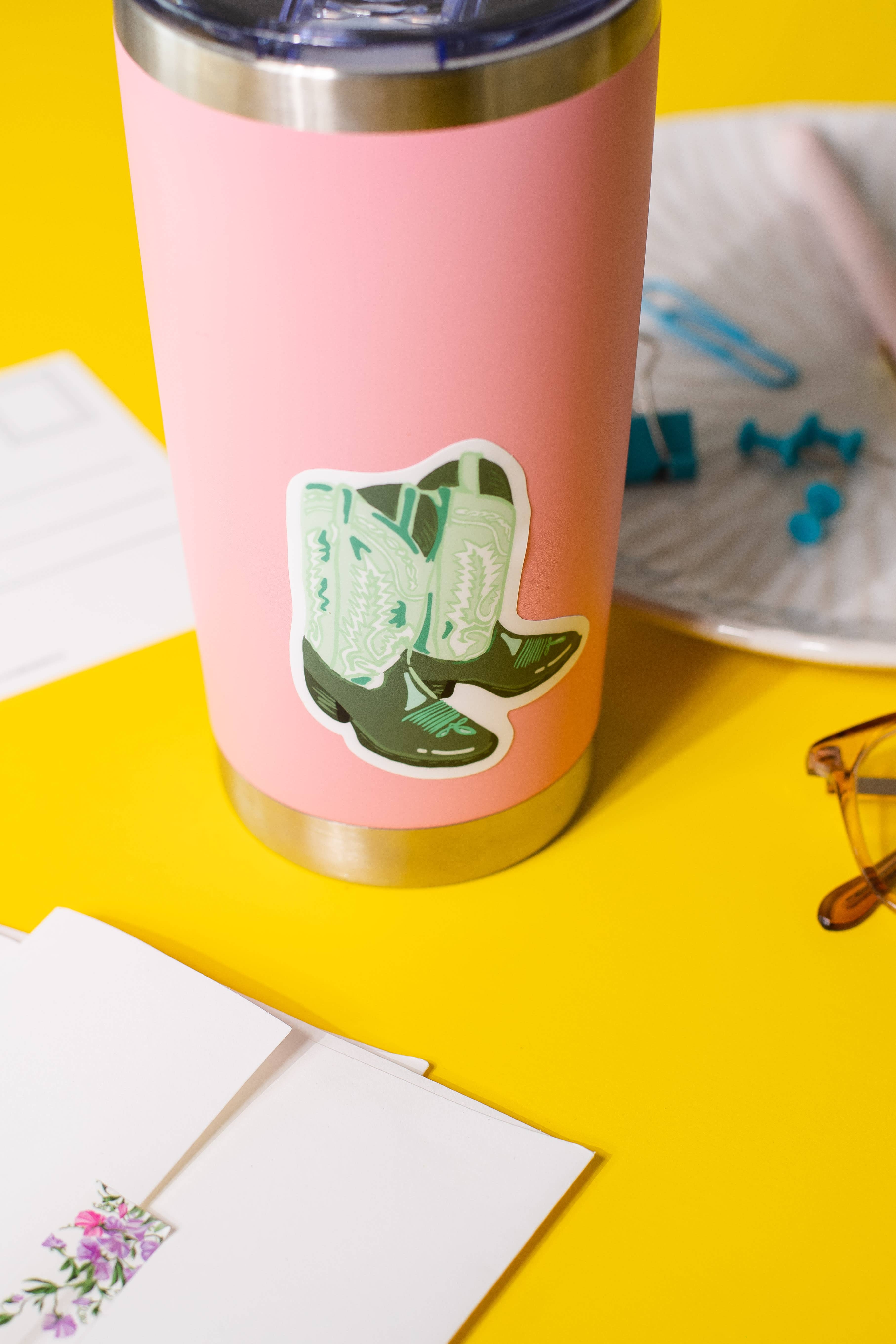 Jaybee Design - Vendita all'ingrosso Adesivo - Adesivo in vinile opaco con stivali da cowboy verdi2