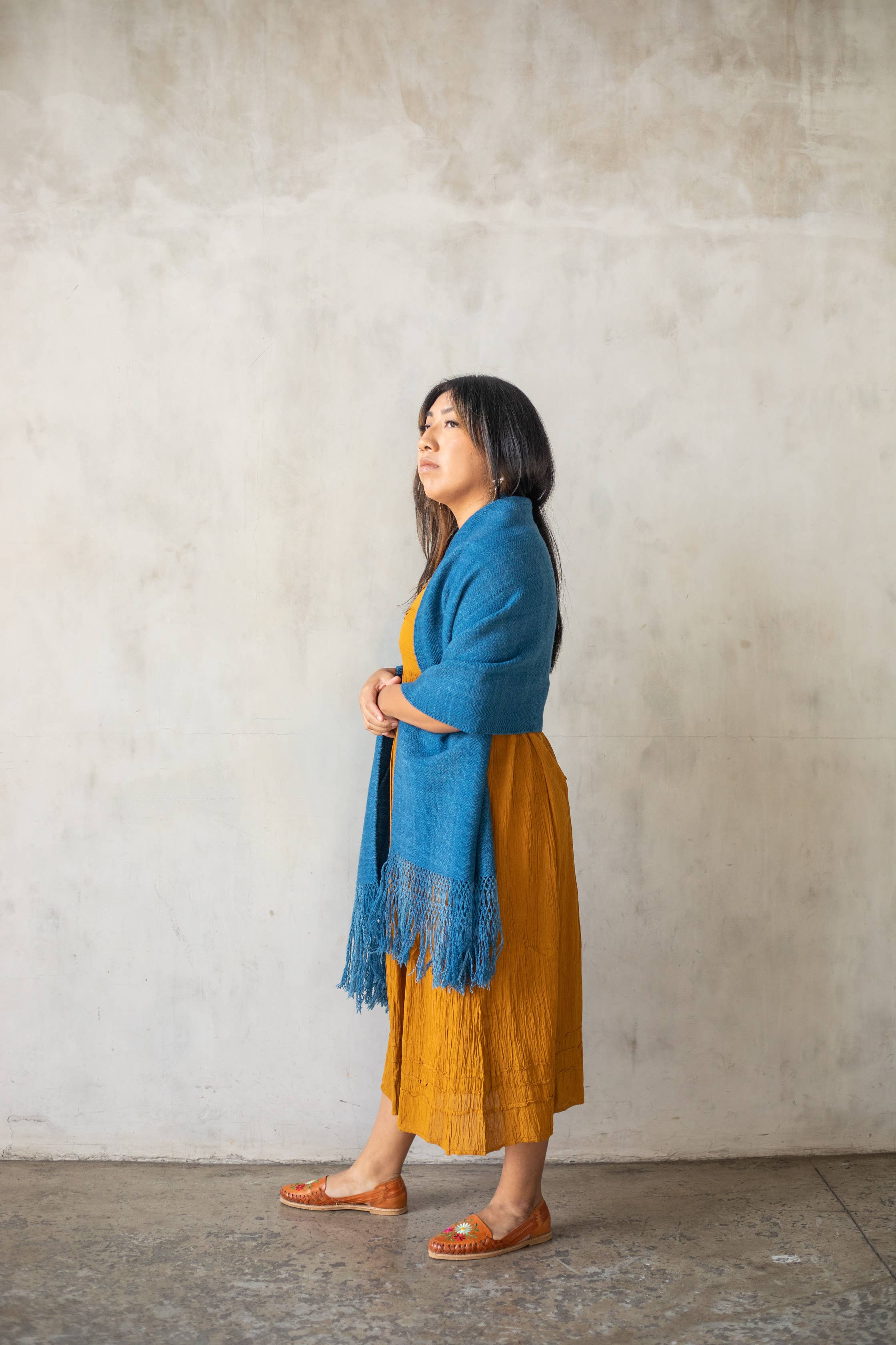 The Zapotec Weavers - Wholesale Wrap - Women's - Zapotec Wool Rebozo/Shawl, Indigo Dye0