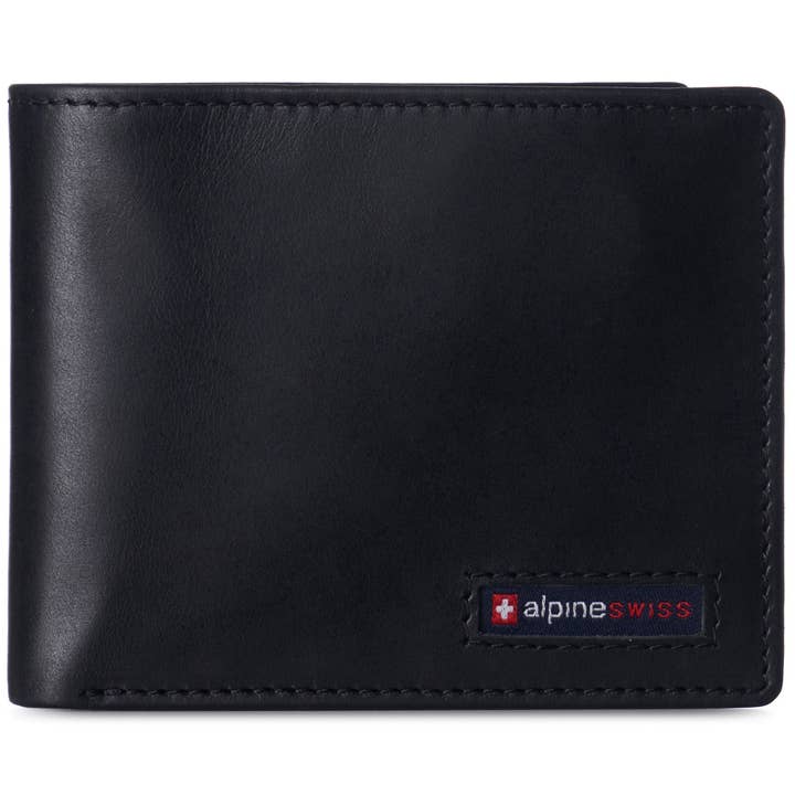 Alpine Swiss - Wholesale Wallet - Men's - Alpine Swiss Mens Commuter RFID Bifold Wallet 2 ID Windows Divided Bill Section - 992 Wallet