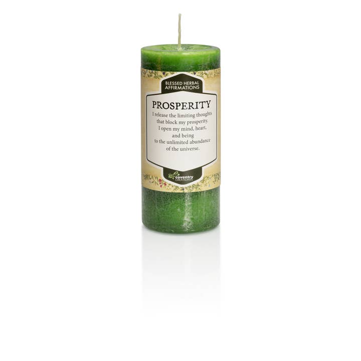Coventry Creations - Wholesale Pillar candle - Affirmation Prosperity Candle