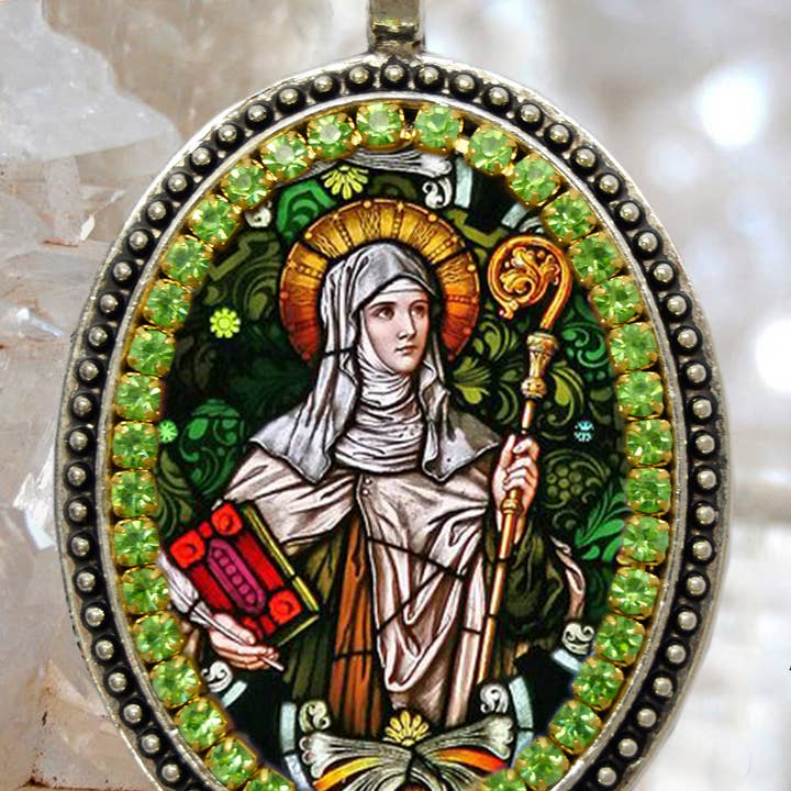 MariaSantissimaShop - Wholesale Pendant/Charm Necklace - Saint Gertrude of Nivelles The Great Necklace Handmade Catholic Christian Religious Jewelry Medal Pendant